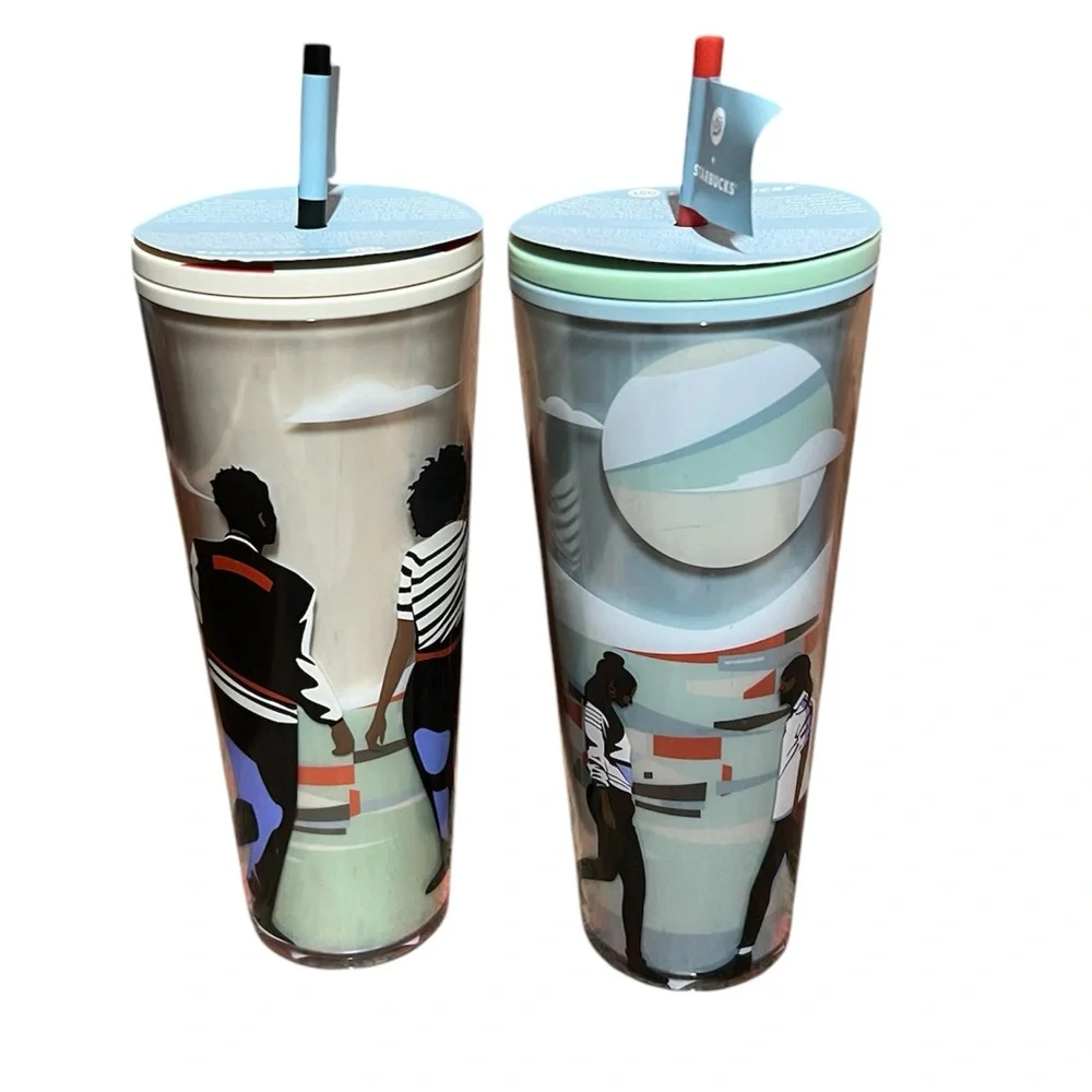 Starbucks Tumblers Damon Brown Collab Black History NWT Collectible set of two